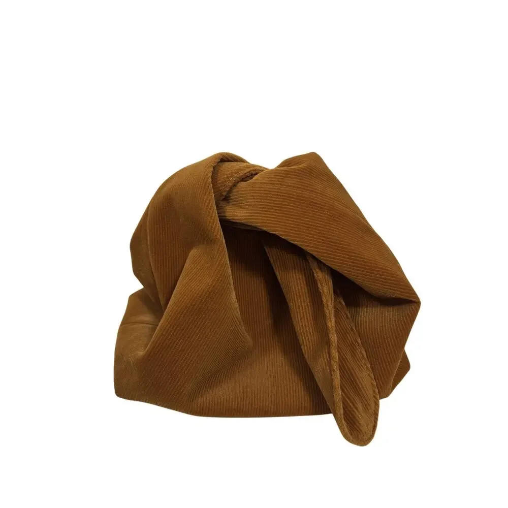 Merit Beauty Cosmetic Bag Womens Brown Signature Corduroy Knot Wide Wale NWT